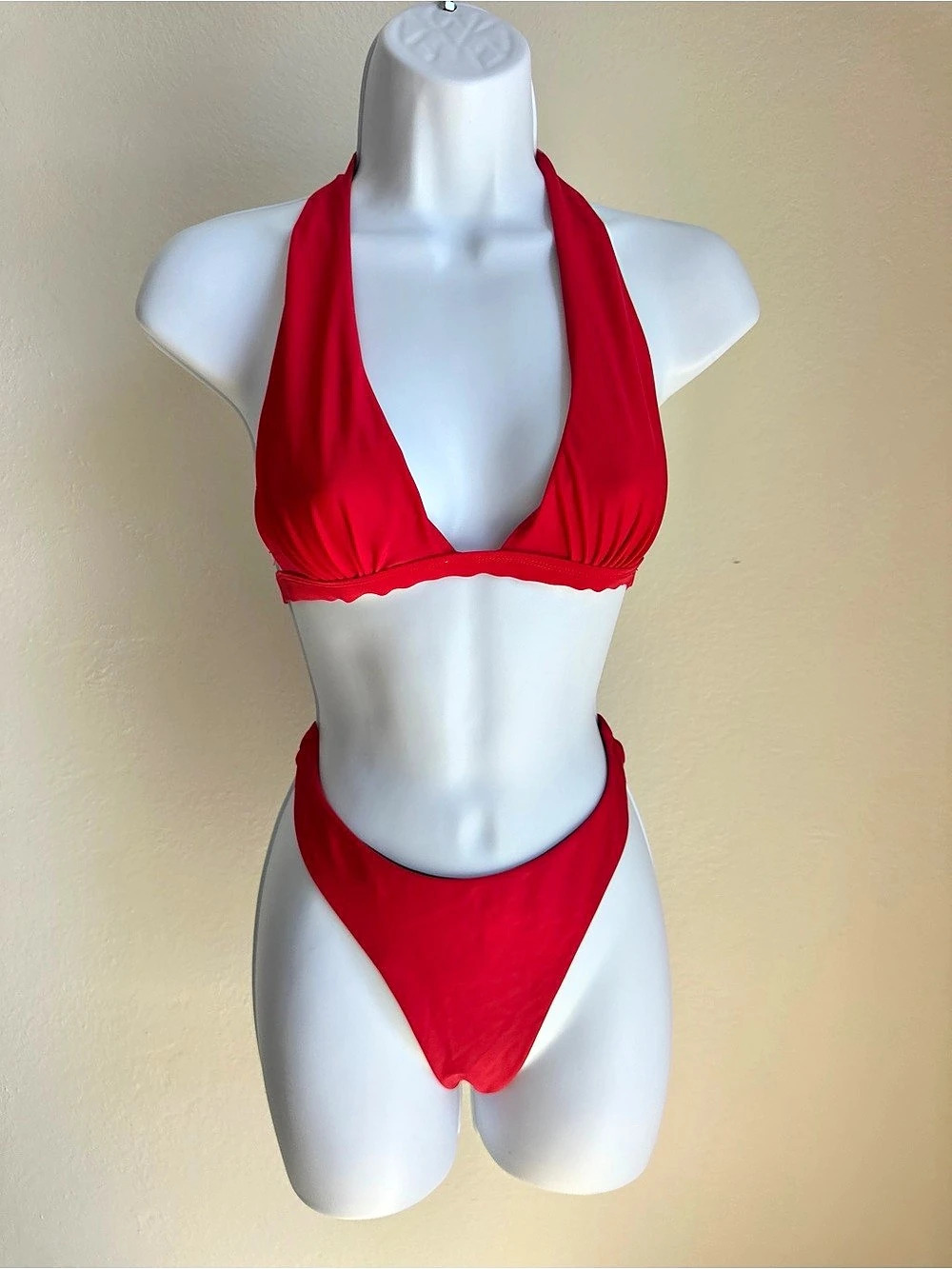 Nasty Gal Halter Bikini in Red US 4 Like New